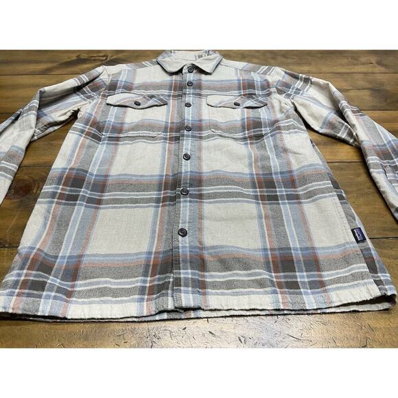 Patagonia Organic Cotton Men’s Fjord Flannel Shirt Size Small Beige - Picture 2 of 11